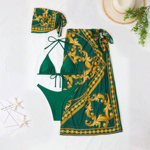 Xuanlang Mode Luxe Print Bikini 3-delige Badpak Met Hoge Taille En Sjaal Coverups Badkleding Strandkleding <span class=keywords><strong>Sexy</strong></span> <span class=keywords><strong>Video</strong></span> C3539 # - Product Image 6