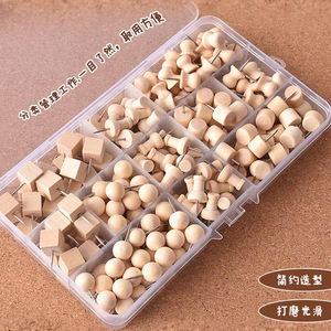 Jiazhiqi - Piones en bois couleur naturelle, 5 styles, boîte transparente, pour tableau de messages et tableau en liège - Product Image 4