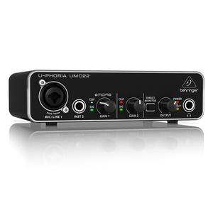 Behringers UMC22 Audiophile 2x2 Interfaz <span class=keywords><strong>de</strong></span> audio USB con <span class=keywords><strong>tarjeta</strong></span> <span class=keywords><strong>de</strong></span> <span class=keywords><strong>sonido</strong></span> preamplificador <span class=keywords><strong>de</strong></span> Micrófono Midas - Product Image 1