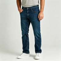 Celana Jeans Pria Katun Spandex Flex Regular Fit Lima Kantong Denim Klasik Serbaguna Kasual