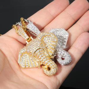 Hiphop Style Iced Out Cute Paved Diamonds <strong>Elephant</strong> Pendant <strong>Necklace</strong> - Product Image 6