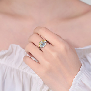 Bague de <span class=keywords><strong>doigt</strong></span> rotative ouverte réglable à <span class=keywords><strong>la</strong></span> mode Soleil et <span class=keywords><strong>Lune</strong></span> avec cristal pour femme, cadeau, bijoux de mode - Product Image 3
