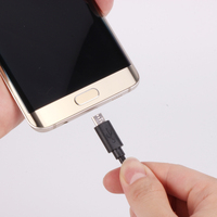 VCOM OEM kabel pengisi daya ponsel, kabel USB mikro USB USB 2.0 panjang 1m 1.5m 1.8m hitam