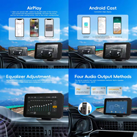 Podofo - Pantalla Táctil IPS Portátil de 4.7'' con CarPlay/Android Auto Inalámbrico, Navegación GPS/BT/FM/AUX/EQ/Salida de Audio/Fácil Instalación