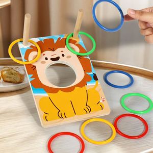 Jeu de lancer d'anneaux en bois pour enfants, petit, portable, pour l'intérieur et l'extérieur, divertissement familial - Product Image 3