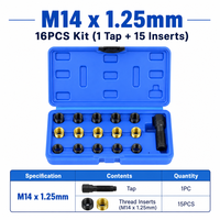Kit Profesional de Reparación de Roscas de Bujías de 16 Piezas, Herramienta de Reparación de Roscas de Bujías de 14 mm x 1.25 para Restauración de Orificios Internos Dañados