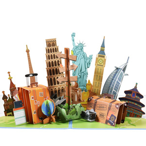 3D Pop Up Greeting Card World Landmarks Travel Theme Art <b>Craft</b> Gift - Product Image 2