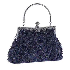 Классический клатч с бисером и блестками, винтажный дизайнерский кошелек с жемчугом, вечерняя сумка-клатч с цветами