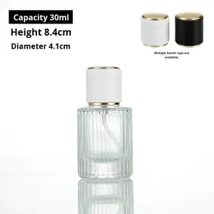 Atomiseur de parfum en verre transparent de 30ml de luxe en gros sous-bouteille de pulvérisation de presse portable pinceau de sérigraphie à cylindre vide - Product Image 5