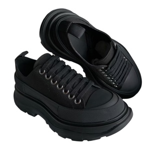 Black minimalist platform walking <b>shoes</b>, trendy lace-up casual <b>shoes</b>, luxurious brand sports <b>shoes</b>, summer style - Product Image 2