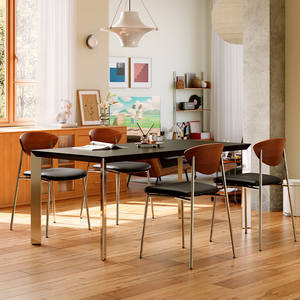 Silla de <span class=keywords><strong>Comedor</strong></span> Retro de Acero Inoxidable Usada, con Tapicería de Cuero de Microfibra, para <span class=keywords><strong>Comedor</strong></span> y Cafetería - Product Image 5