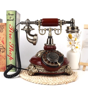 Teléfono Clásico de Madera y Metal <span class=keywords><strong>Rojo</strong></span>/Blanco de Estilo Vintage con Dial Giratorio, Accesorios de Cine Retro y Decoración del Hogar, 1 Año de Garantía - Product Image 6