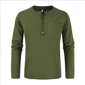 เสื้อเชิ้ตผู้ชายแขนยาวผ้าฝ้าย 100% คอตั้ง ระบายอากาศดี ติดกระดุมแบบสั่งทำได้ สไตล์ลำลอง ไซส์ใหญ่ สำหรับฤดูใบไม้ผลิ ขายส่ง - Product Image 5