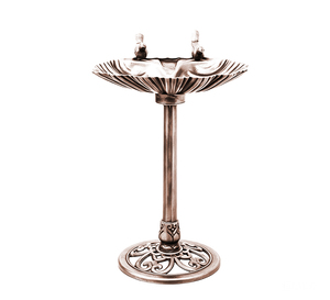 Antique Bronze Plastic <strong>Bird</strong> <strong>Bath</strong> Freestanding Outdoor <strong>Pedestal</strong> Bowl <strong>Bird</strong> <strong>Bath</strong> with 2 <strong>Birds</strong> - Product Image 1
