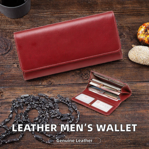 Custom Men's <b>Clutch</b> Card Holder Button <b>Purse</b> Bifold Travel Wallet Business Long Genuine Leather Wallet Nylon Large Capacity - Product Image 2