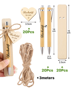 Bamboo Pen Set With Heart <b>Tag</b> Glucksstift For You Eco-Friendly Wedding Favors Bridal Party Gifts Simple Style Printing - Product Image 2