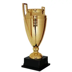 Hot selling high quality metal gold color wooden base soccer basketball football trophy souvenir Trophy