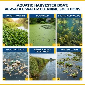 Récolteuse d'algues aquatiques à vendre – Coupeuse de jacinthe d'eau entièrement automatique pour la suppression de la végétation flottante et des déchets dans les rivières, les lacs et les canaux - Product Image 3
