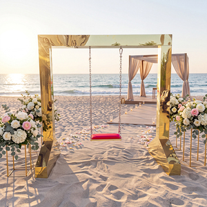 Sedia Sospesa Perforata di Lusso Moderna in Acciaio Inossidabile Dorato per Matrimoni, Feste, Arredamento per Sfondo, Soggiorno e Hotel - Product Image 1