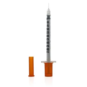 Seringue à insuline médicale jetable 1ml 0.5ml seringue à insuline diabétique avec aiguille fixe