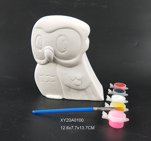 돼지 저금통 키트 페인트 나만의 돼지 저금통, 소녀와 소년을 위한 재미있는 공예 키트, 초벌구이 흰색 올빼미 모양 돼지 저금통 DIY - Product Image 1