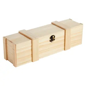 木制酒盒，用于分体式或半米酒瓶单个葡萄酒礼品盒，带生日派对礼物扣环