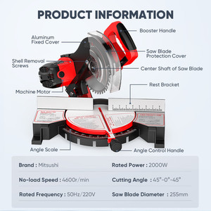 <span class=keywords><strong>Scie</strong></span> à onglets électrique Mitsushi Power <span class=keywords><strong>Action</strong></span> 2000W, qualité bricolage, pour le bois, avec fonction 4600 tr/min - Product Image 5
