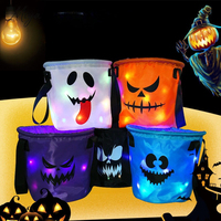 Nouveau Panier d'Halloween 2026 Sac Citrouille Lumineux Sac à Bonbons Portable pour Enfants Seau à Main pour la Fête des Morts Accessoires Décoratifs