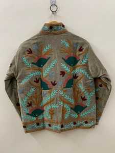 Women's Handcrafted <b>Velvet</b> <b>Jacket</b> with Animal Print Suzani Embroidery Eco-Friendly Cotton Filled Winter Coat - Product Image 5