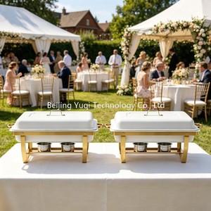 Chauffe-Plat Commercial Pliable Minimaliste Blanc et Or 9L pour Mariages, Cafés et Fêtes de Luxe Léger – Maintien au Chaud des Aliments - Product Image 2