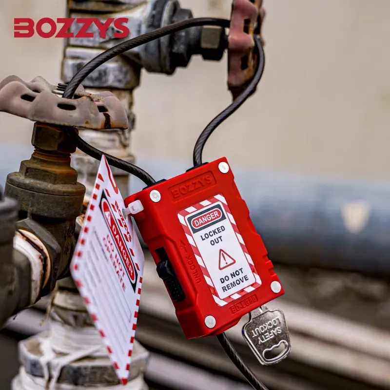 Bozzys ตัวล็อคสายเคเบิลแบบพับเก็บได้, ตัวล็อคสายเคเบิลสแตนเลสเคลือบพลาสติก3หรือ4มม.