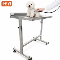 Carrito de Elevación Veterinario HEYI de Acero Inoxidable 304, Clase I, Manual, con Altura Ajustable, Ruedas Bloqueables, para Hospital Veterinario
