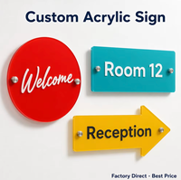 Panneau de signalisation directionnel en acrylique personnalisé, à fixer au mur, pour le signalisation des couloirs de bureau, logo en forme de flèche, impression UV, vente en gros