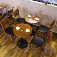 SHANMU Retro Bar Teehaus-Stil Restaurant- und Café-Essgruppe mit Massivholzstühlen und Rückenlehnen - Restaurant- und Wohnmöbel