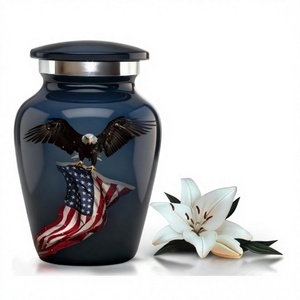 Petite urne commémorative pour cendres humaines, design aigle patriotique et drapeau américain, artisanale, souvenir (ensemble noir 1) pour hommes et femmes - Product Image 1