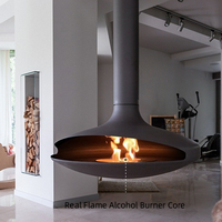 Cheminée suspendue moderne en métal PANSEE Flying Saucer 1000 mm, à bois et charbon, pour usage intérieur dans les villas, appartements, hôtels et salons