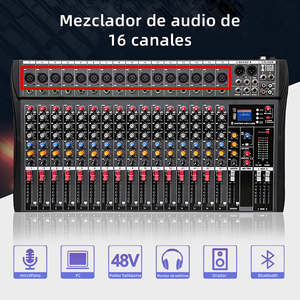 มิกเซอร์<span class=keywords><strong>เสียง</strong></span>ระดับมืออาชีพสำหรับสตูดิโอ ดีไซน์ใหม่ 1Moq อุปกรณ์ดนตรี มิกเซอร์ดีเจ 16 แชนแนล พร้อมไมโครโฟนเสริม เอฟเฟค<span class=keywords><strong>เสียง</strong></span>ก้อง - Product Image 2