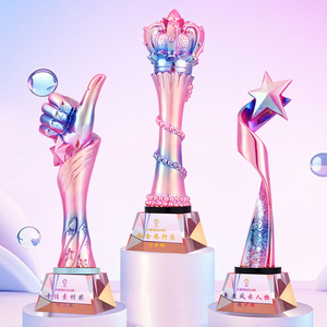 Trofeo colorato eco-friendly personalizzato colore rosa danza bambini premio competizione campione resina squadra cristallo - Product Image 1