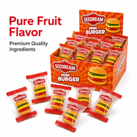 OEM Fabrikant Halal Premium Kwaliteit Pure Fruit Smaak Mini Burger Gummy Treat Individueel Verpakt in Displaydoos
