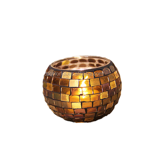 Portavelas de Vidrio Teñido Resistente al Calor, Hecho a Mano, Vibrante, de 9x6x6cm, Mosaico Artístico, Ecológico, para Navidad - Product Image 2