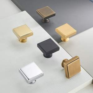 Gaveta quadrada de cobre puro de linha sólida, único furo, minimalista, moderna, alça e botão, armário, cozinha - Product Image 2