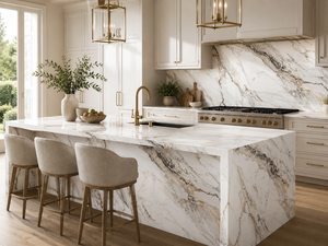 UNION STONE Calacatta Noir Aura, quartz imprimé artificiel, grande dalle, design moderne écologique, comptoirs de cuisine, murs et sols - Product Image 5