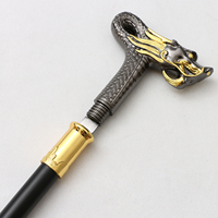 Canne de marche en métal noir doré de luxe, canne décorative élégante pour homme, canne de cosplay élégante