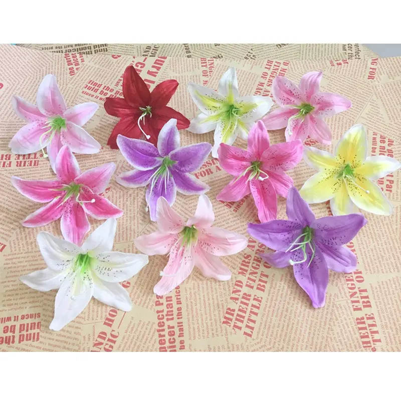 SPR têtes de fleurs de lys artificielles pour mariage, bouquets de fleurs en soie, boîte de fleurs
