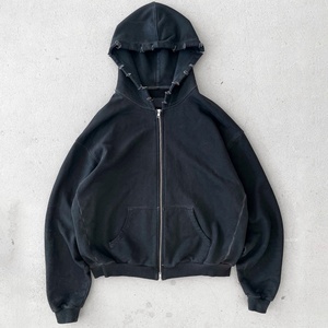 Designer Custom Streetwear Washed <b>Hoodies</b> Mens Blank <b>Black</b> 450gsm French Terry Vintage Distressed Acid Wash <b>Zip</b> Hoodie Men Print - Product Image 2