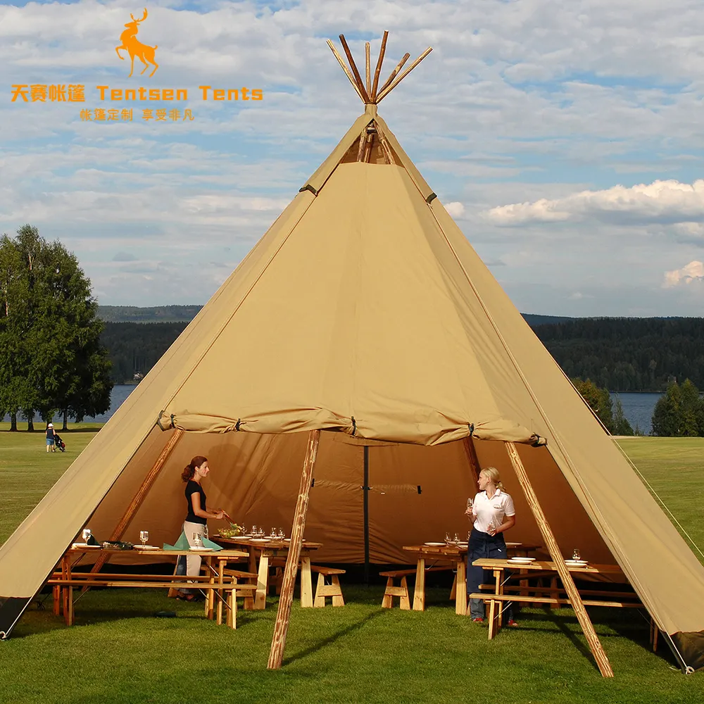 Tipi Genuine Tipi Tent 4 Person Winter Tipi Tent Large Teepee Tent Adults Big Hat Tipi Four-season Canvas 20 - 400 People