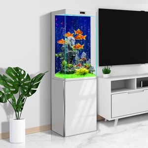 2026 New Model Small Floor-standing Household Goldfish Tank Living Room Ultra-clear Glass Vertical Square Ecological <strong>Aquarium</strong> - Product Image 4