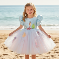 Robes de Princesse 3D à Fleurs 2025 pour Enfants, Robe de Mariage pour Bébé Fille, Robes Vertes à Manches Bouffantes avec Perles pour Anniversaire et Fête
