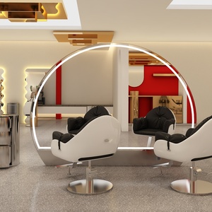 <span class=keywords><strong>Grand</strong></span> <span class=keywords><strong>miroir</strong></span> <span class=keywords><strong>de</strong></span> sol semi-circulaire simple face ou double face pour salons <span class=keywords><strong>de</strong></span> <span class=keywords><strong>coiffure</strong></span>, style luxe léger, mobilier <span class=keywords><strong>de</strong></span> <span class=keywords><strong>salon</strong></span> en cuir - Product Image 3
