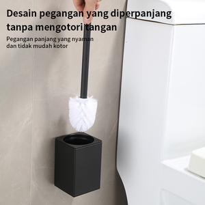 Pano.V Soporte Cuadrado de Aluminio Negro para Escobilla de Baño, Montado en Pared, con Vaso de Plástico, Organizador Moderno para Baños de Hotel - Product Image 3